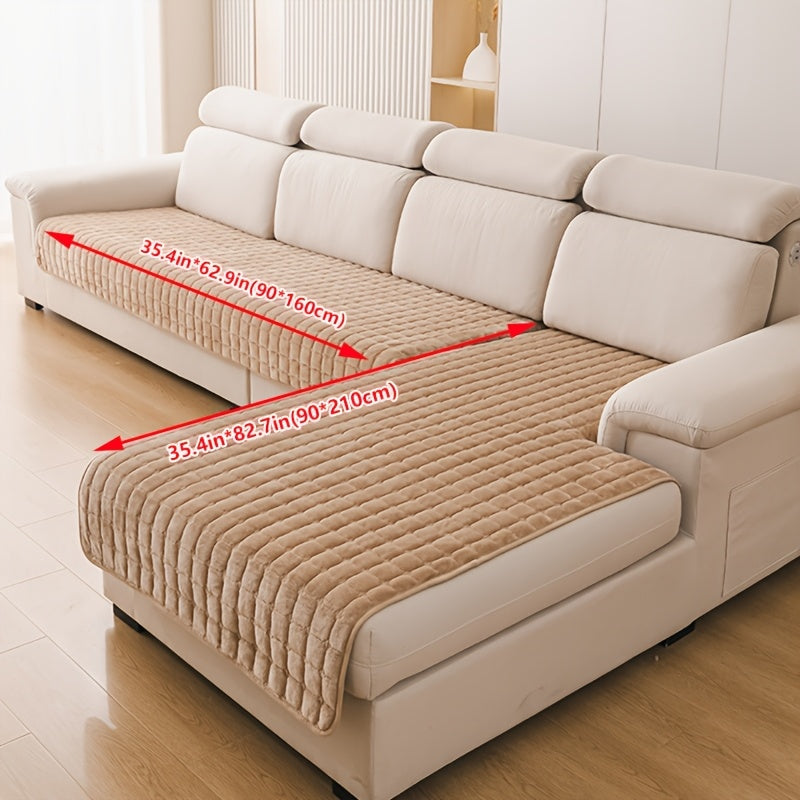 2er Set Stepp-Flanell Sofabezüge Beige & Weiß