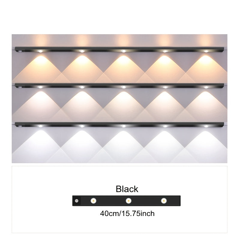 Ultradünnes LED-Bewegungssensorlicht mit stufenloser Dimmung, 3 Farbmodi, USB-Aufladung