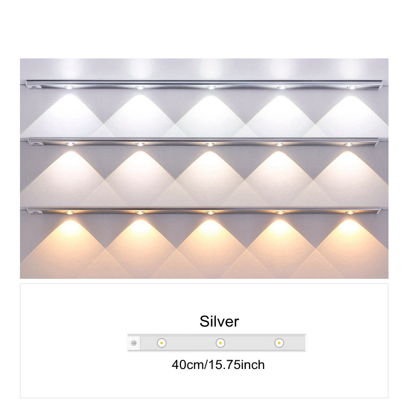 Ultradünnes LED-Bewegungssensorlicht mit stufenloser Dimmung, 3 Farbmodi, USB-Aufladung