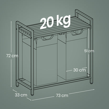 Wäschekorb 2-teilig – mit Ablage & 2x46 L Beuteln