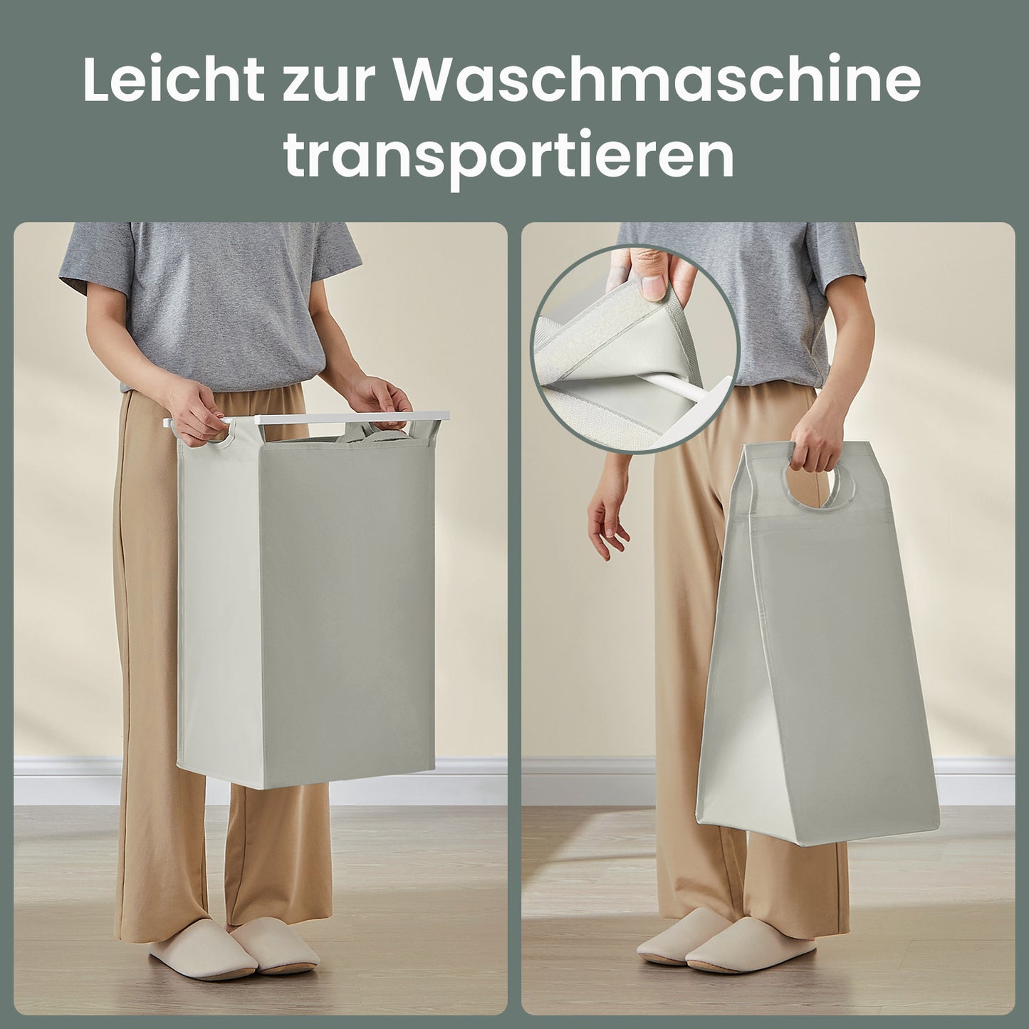 Wäschekorb 2-teilig – mit Ablage & 2x46 L Beuteln