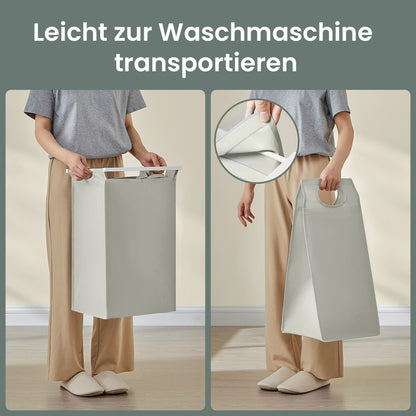 Wäschekorb 2-teilig – mit Ablage & 2x46 L Beuteln