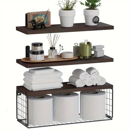 Holz-Badezimmerregal Set