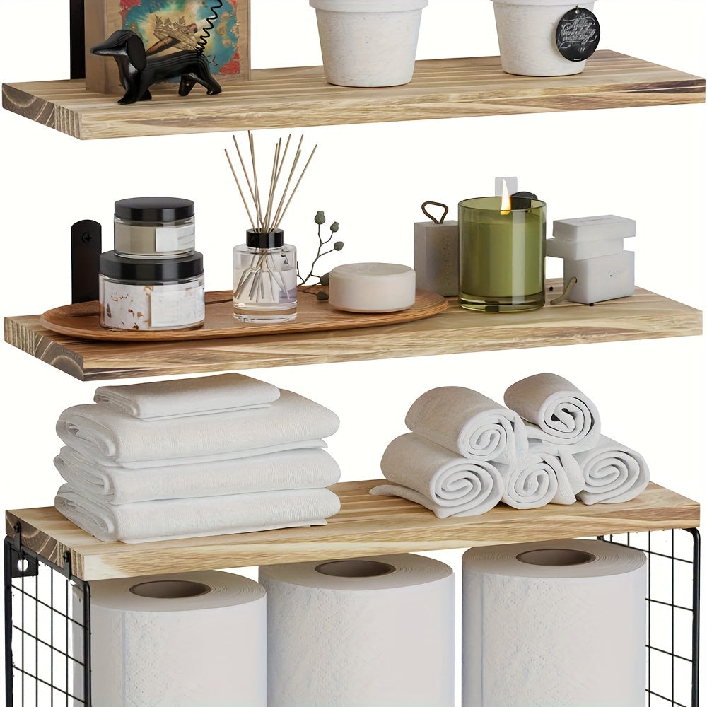 Holz-Badezimmerregal Set
