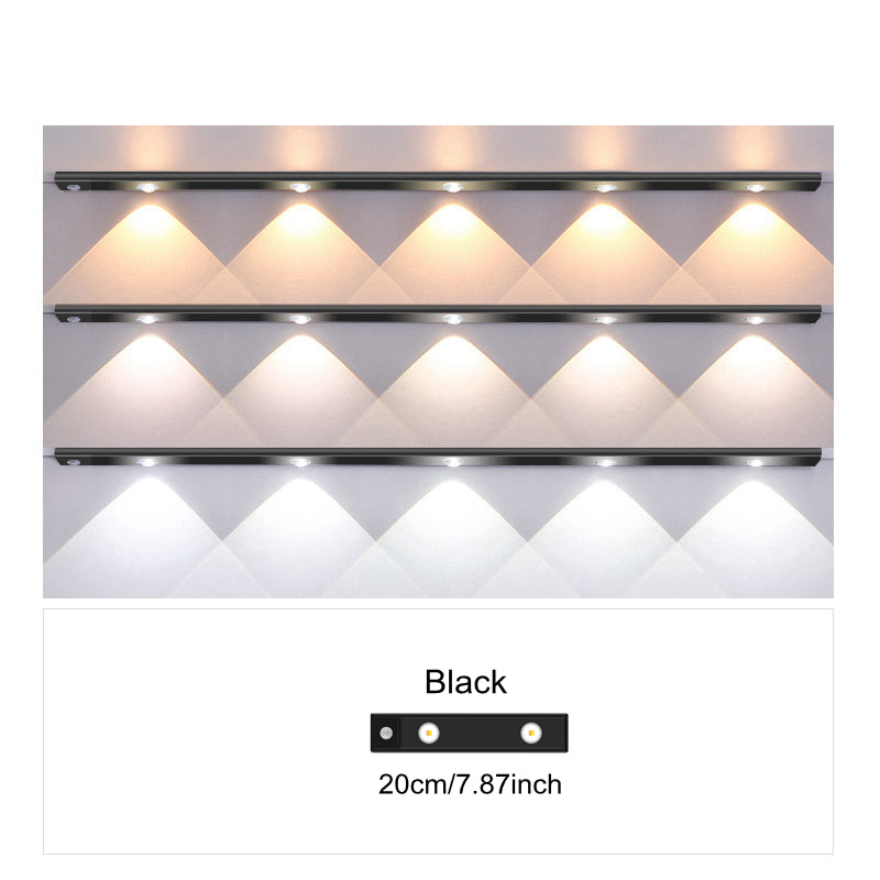 Ultradünnes LED-Bewegungssensorlicht mit stufenloser Dimmung, 3 Farbmodi, USB-Aufladung