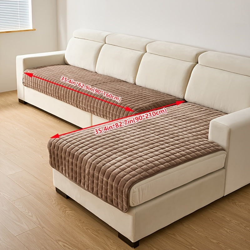 2er Set Stepp-Flanell Sofabezüge Beige & Weiß