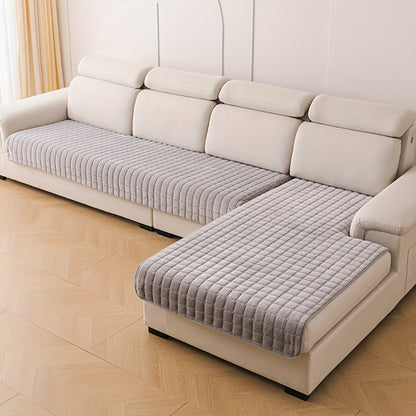2er Set Stepp-Flanell Sofabezüge Beige & Weiß