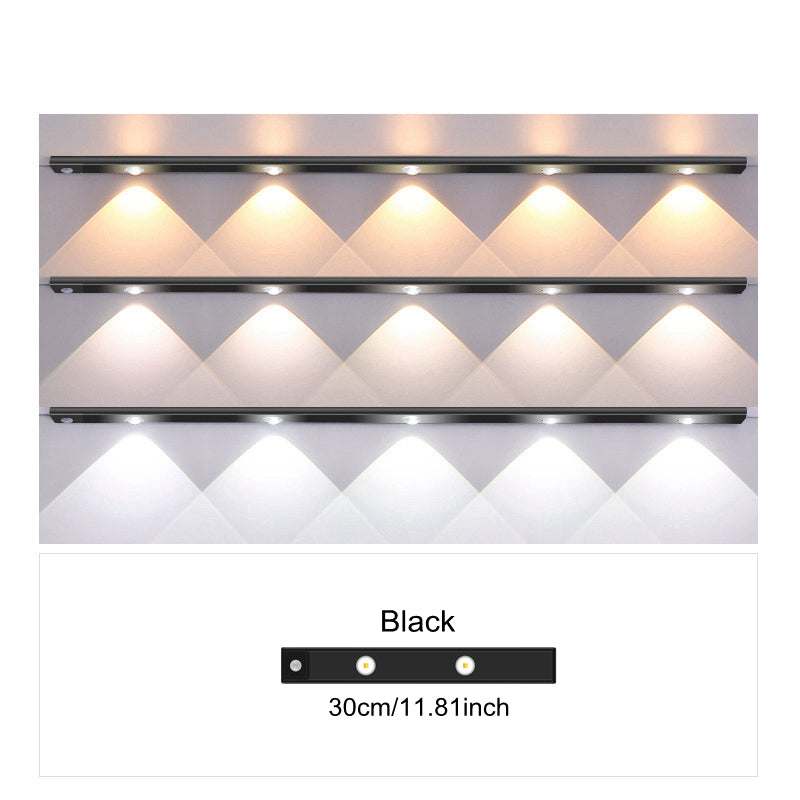 Ultradünnes LED-Bewegungssensorlicht mit stufenloser Dimmung, 3 Farbmodi, USB-Aufladung